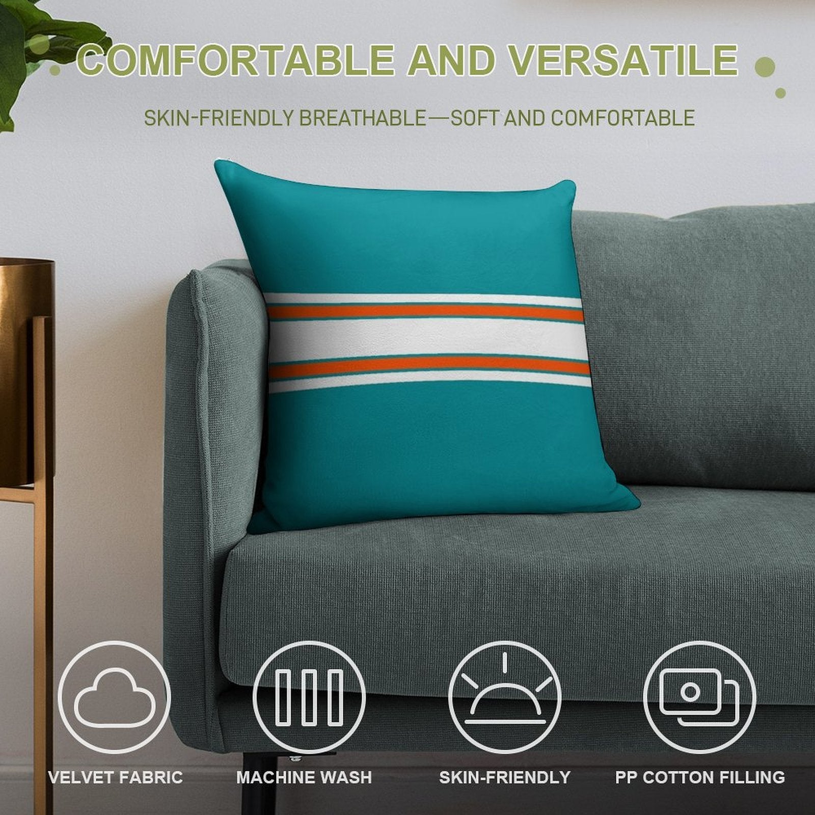 Miami Dolphins Pattern Soft Shrink-Resistant Throw Pillow