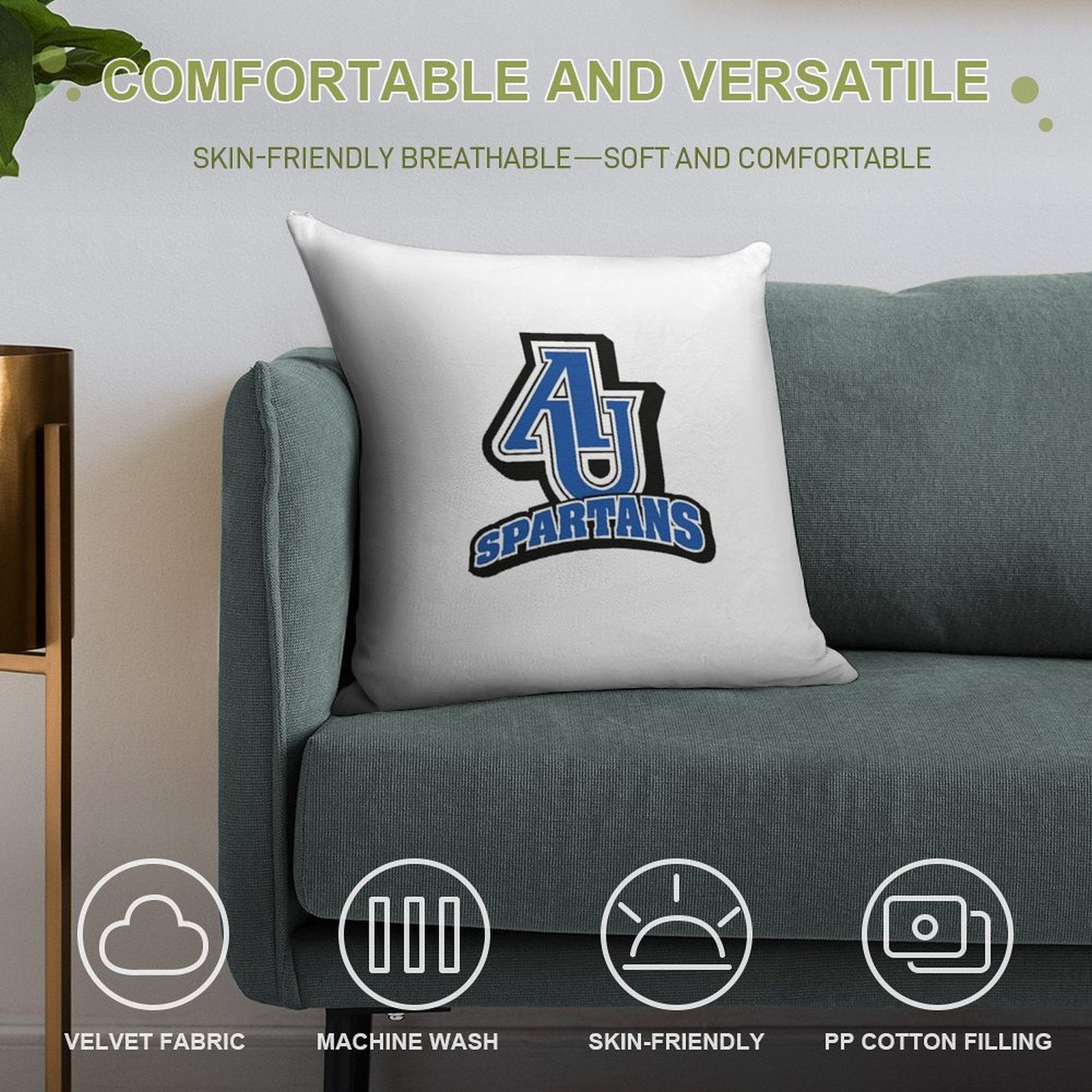 Aurora University Spartans Soft Reinforced Edging Throw Pillow