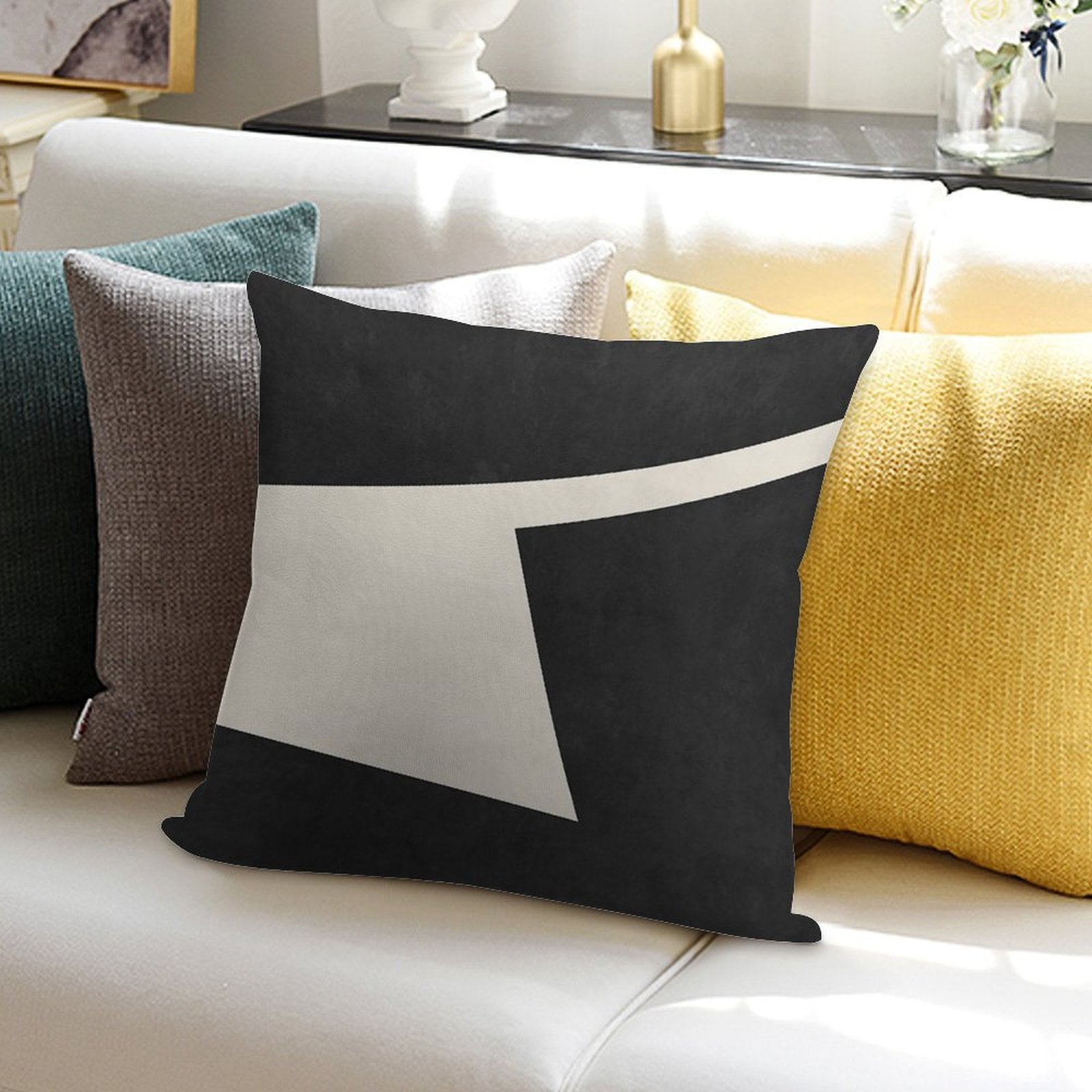 ABSTRACT SHAPES 02 Soft Short Plush Fabric Throw Pillow