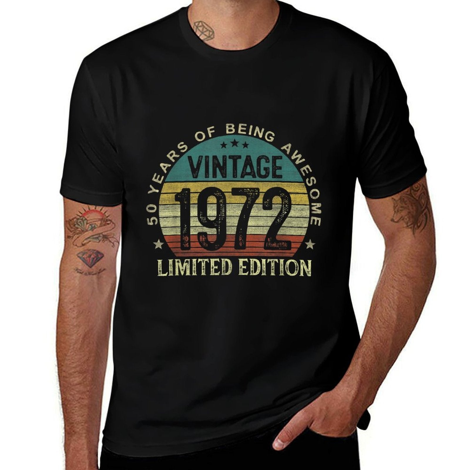 Vintage 1972 50 Year Old Gifts 50th Birthday Gifts For Men  Ribbed Collar T-Shirt