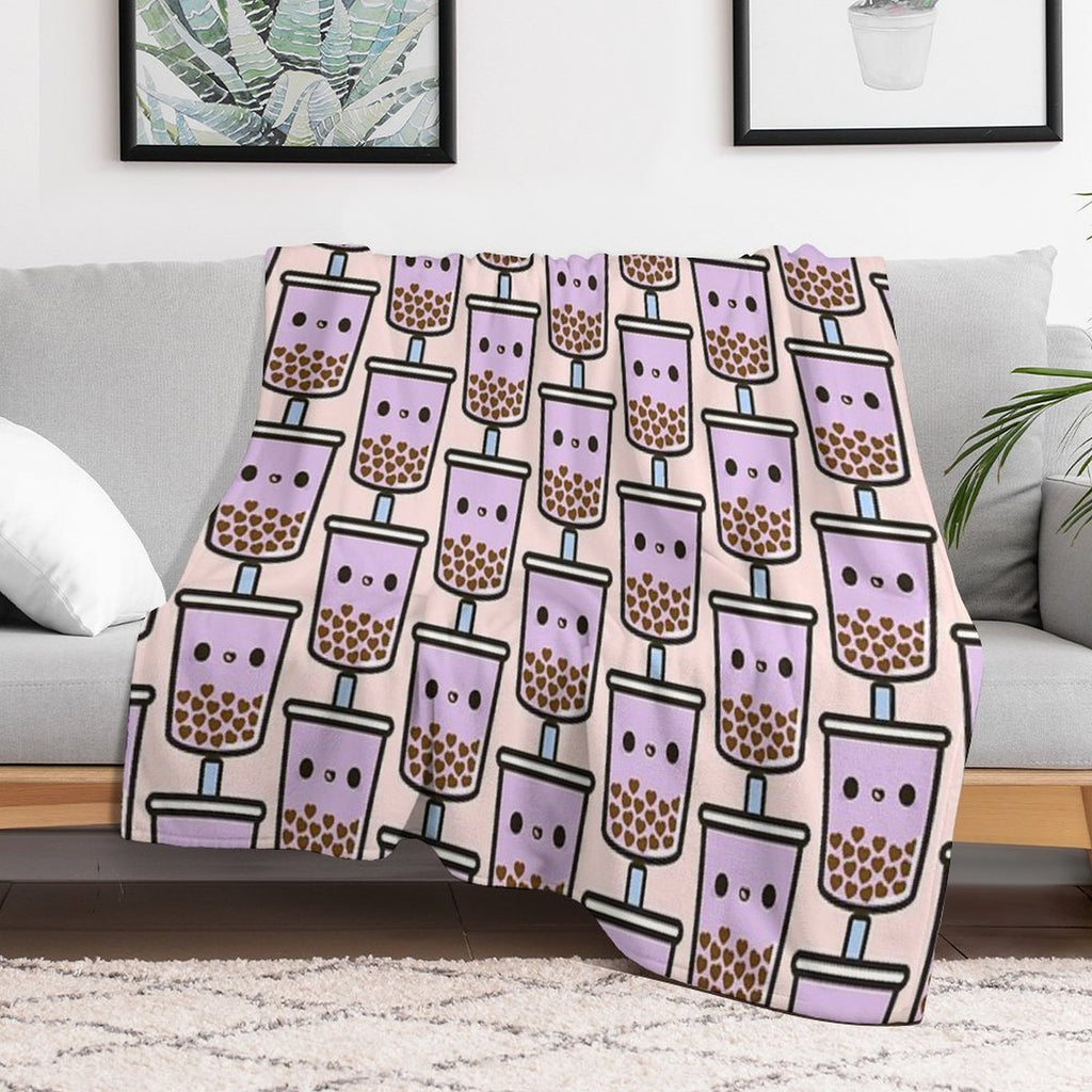 Cute Love Heart Bubble Tea Premium Throw Blanket