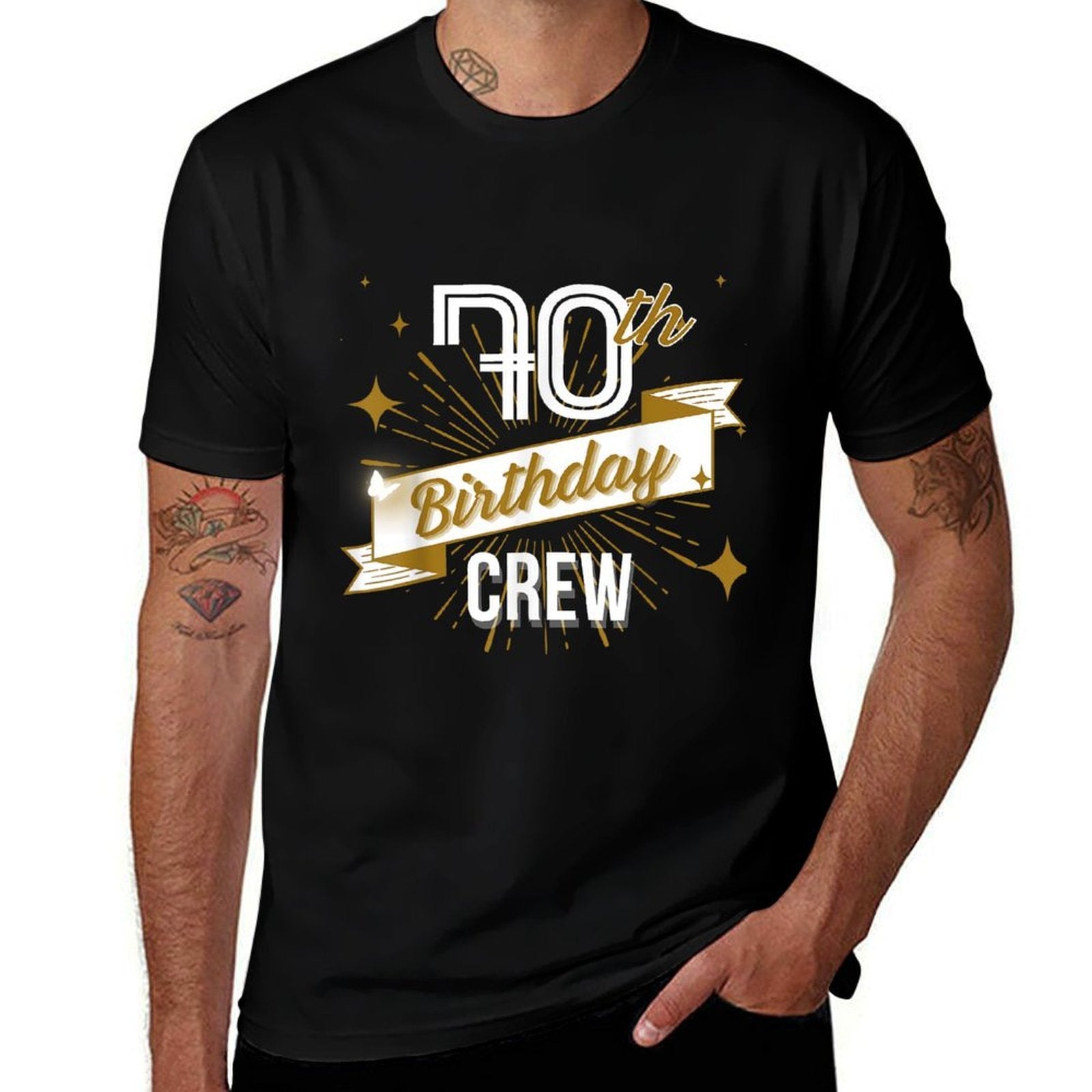 70th Birthday Crew Ideas Matching Family Outfit Friends  Polyester Blend T-Shirt