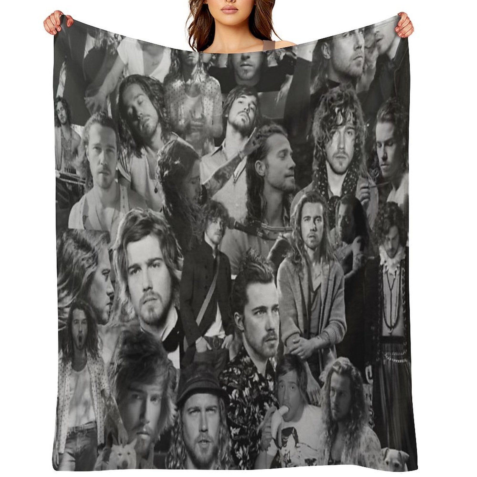 Julien Doré French Singer Abstract Collage - Black And White Version Compact Throw Blanket