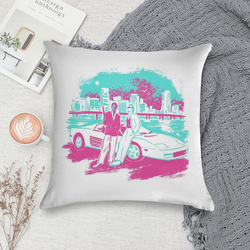Miami Vice Sunset Soft Ultra-Soft Texture Throw Pillow