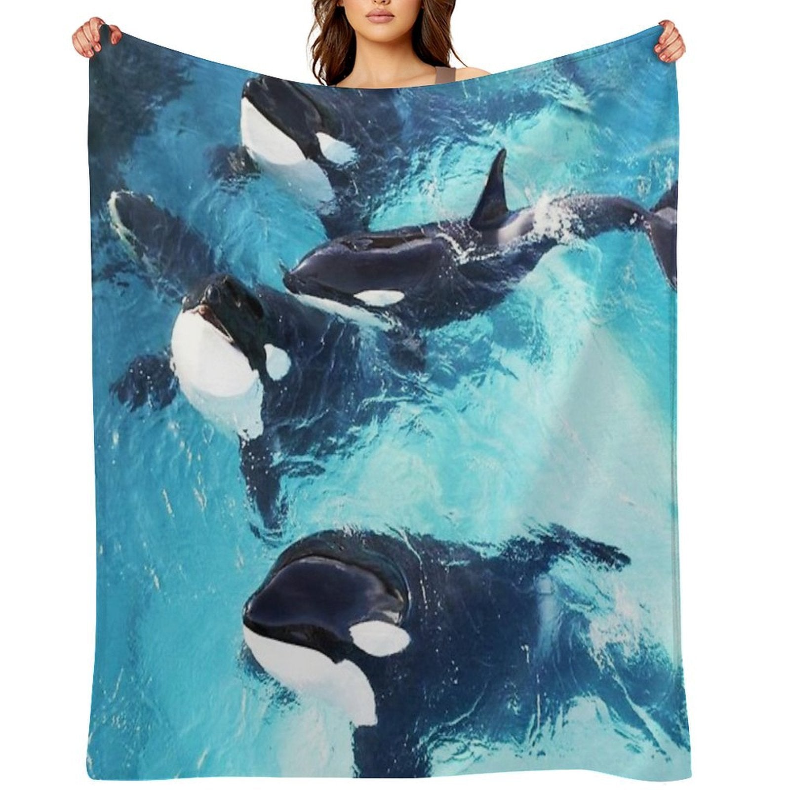 Whale in Blue Ocean Versatility Throw Blanket