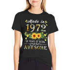 Sunflower 50th Birthdays for Women, Floral Best of 1972  Soft T-Shirt