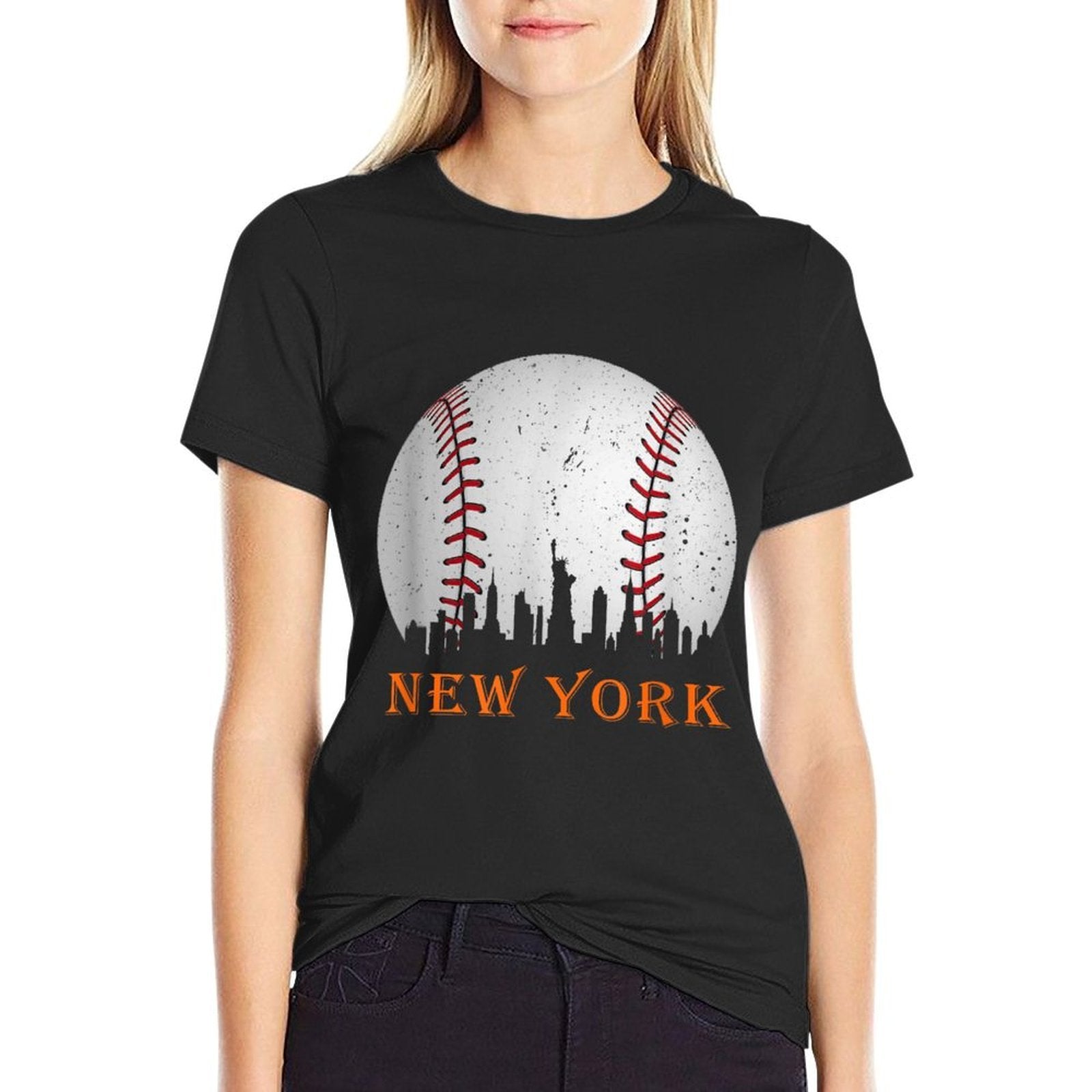 New York NY Skyline Baseball Vintage Met At Gameday  Easy-care T-Shirt