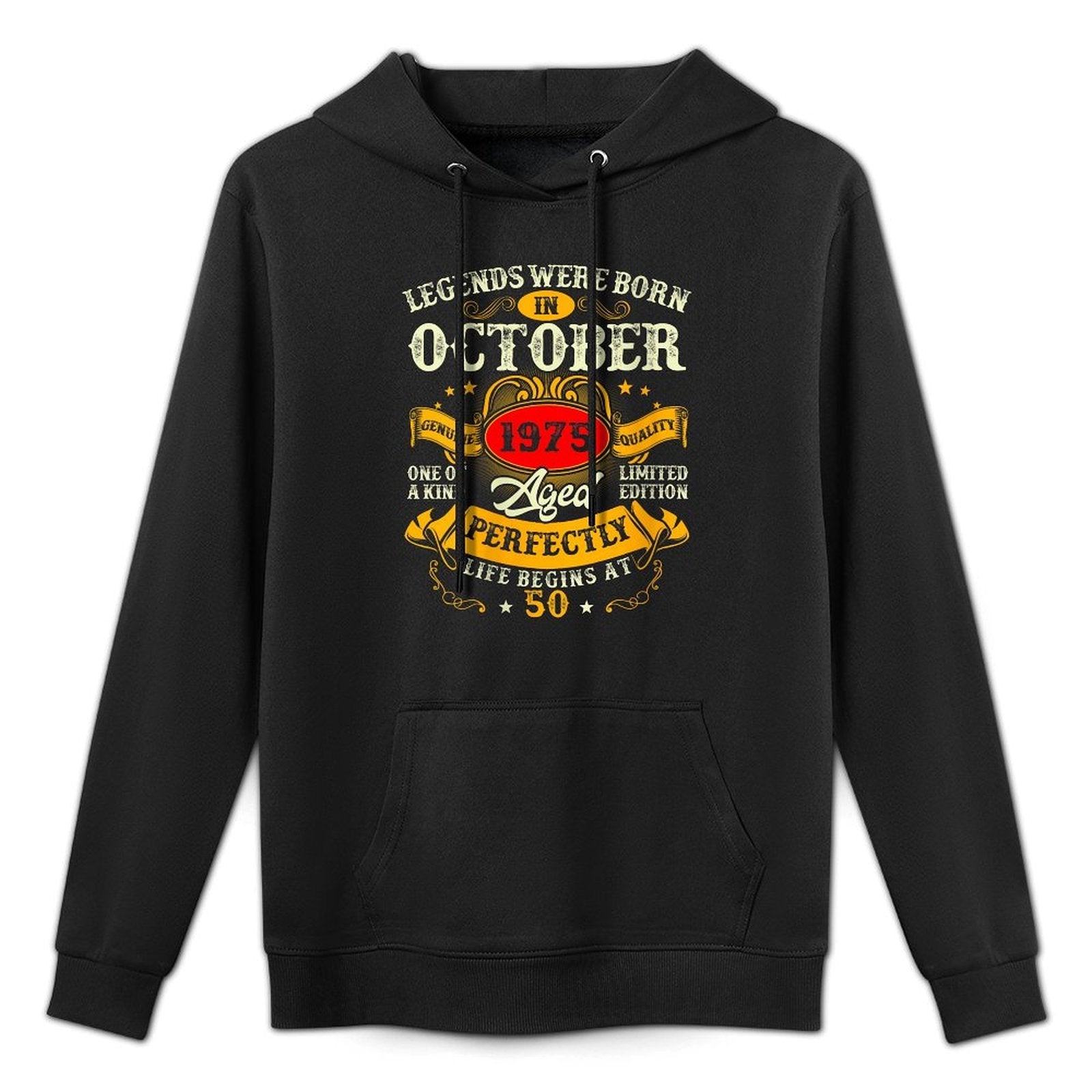 Womens Legend Since October 1975 Vintage Retro 50th Birthday Men Shape Retention Hoodie