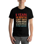 9 Years of Being Awesome Months, Days, Minutes 9th Birthday  Relaxed-fit T-Shirt