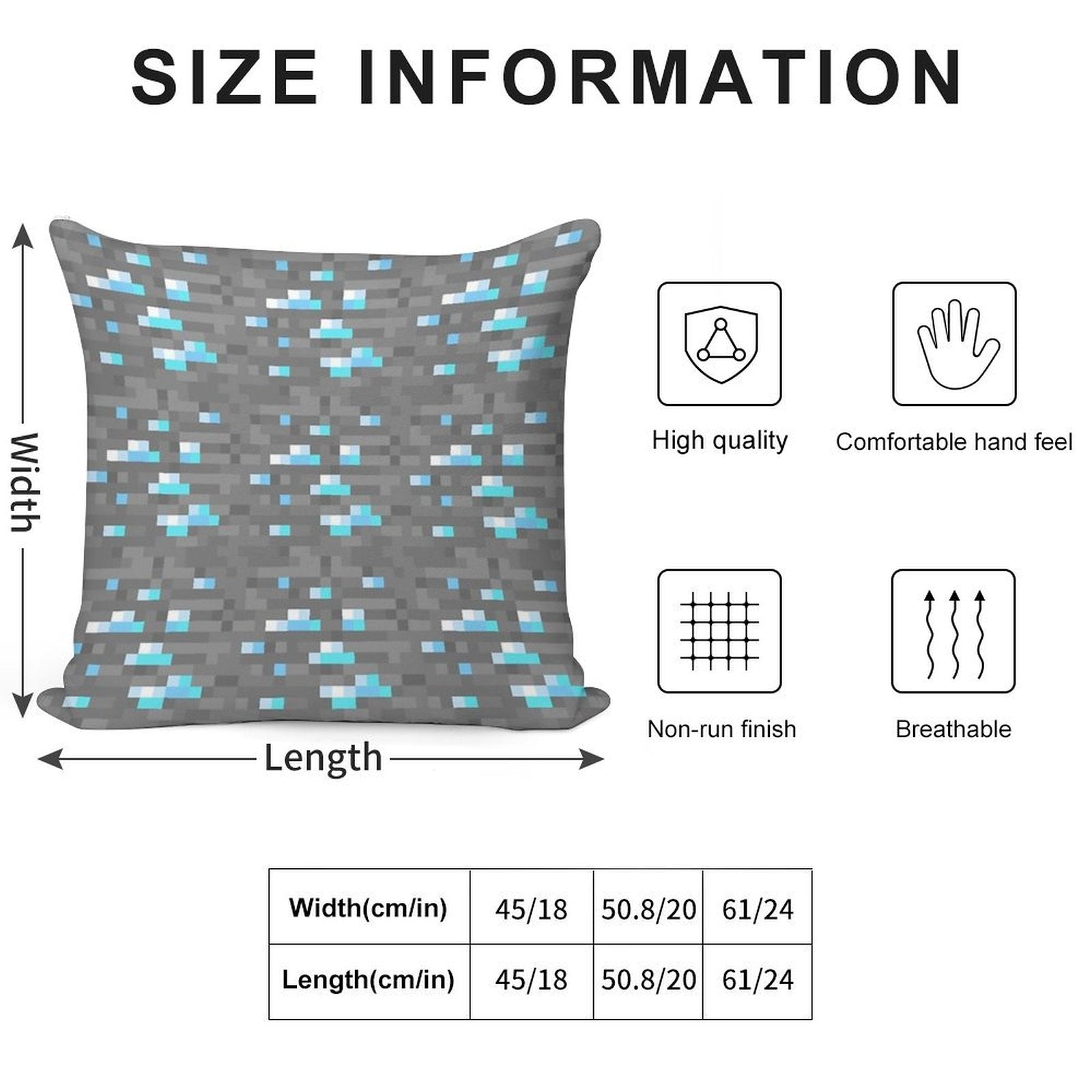Minecraft Diamond Block Funny Meme Pixel Art Soft Bedroom Essential Throw Pillow