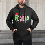 Nana Claus Xmas Christmas Lights Pajama Family Matching Shrink-Resistant Hoodie