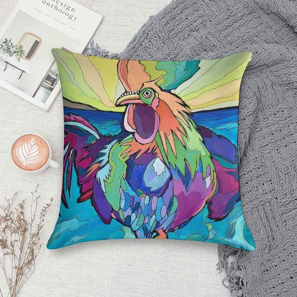 Beach Rooster Soft High-Density Material Throw Pillow