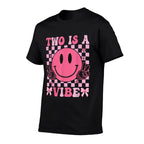 Two Is A Vibe 2nd Birthday Groovy Smile Face 2 Years Old  Classic T-Shirt