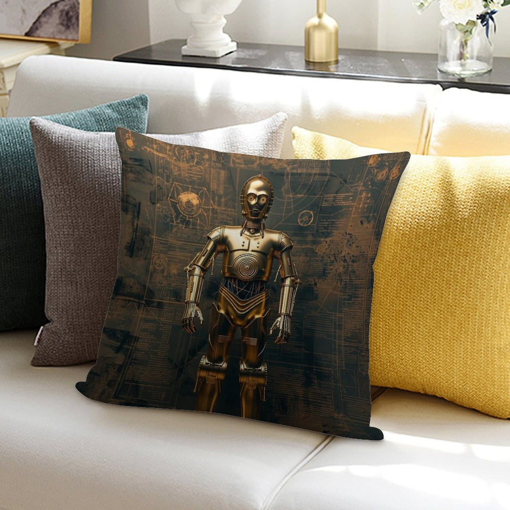 C3P0 Droid Star Wars Fan Art Soft Luxury Feel Throw Pillow