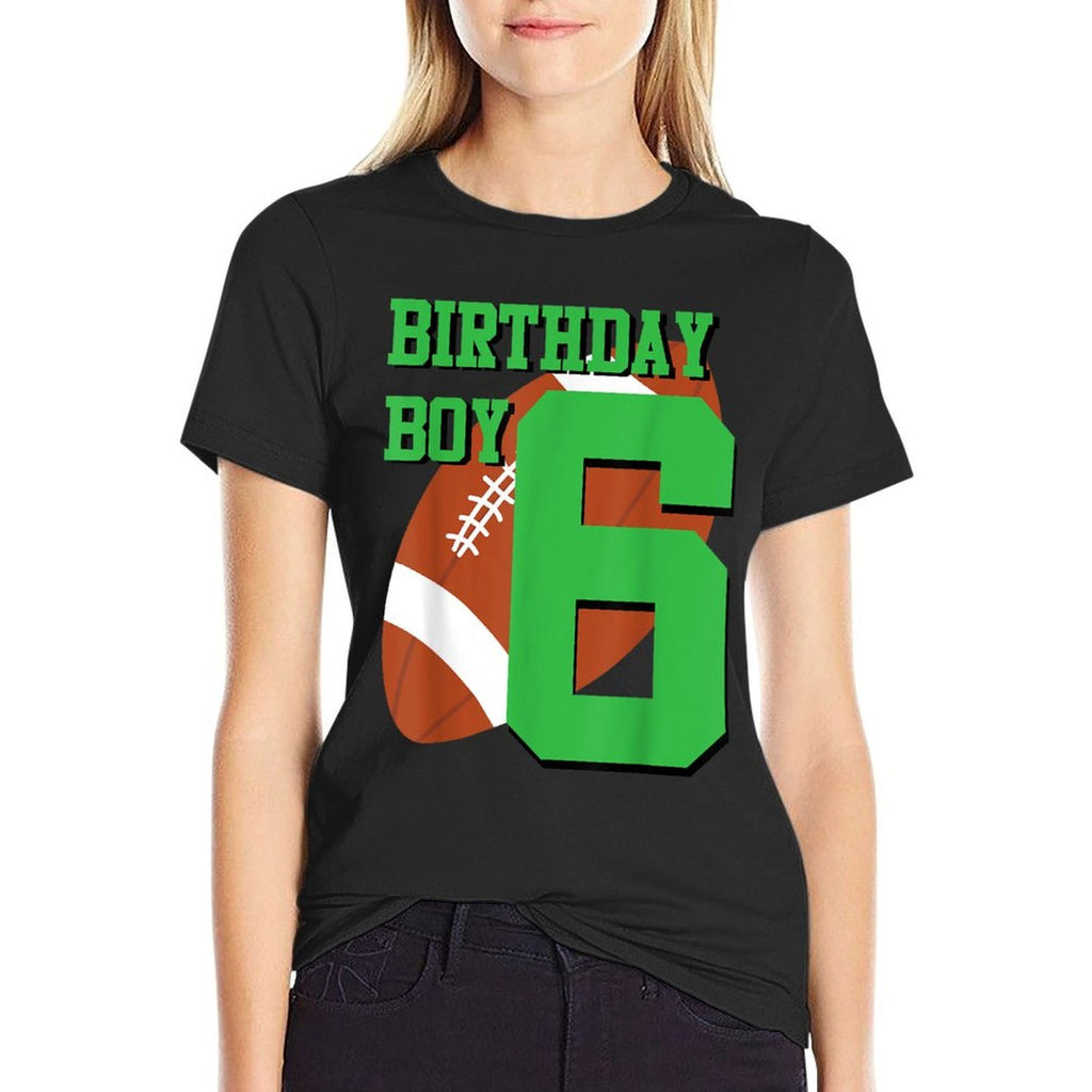 6th Birthday Football Boy  6 Year Old Field Players  Easy-care T-Shirt