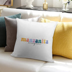 Manzanita Oregon Groovy Rainbow Pastel Lettering Soft Warmth Comfort Throw Pillow