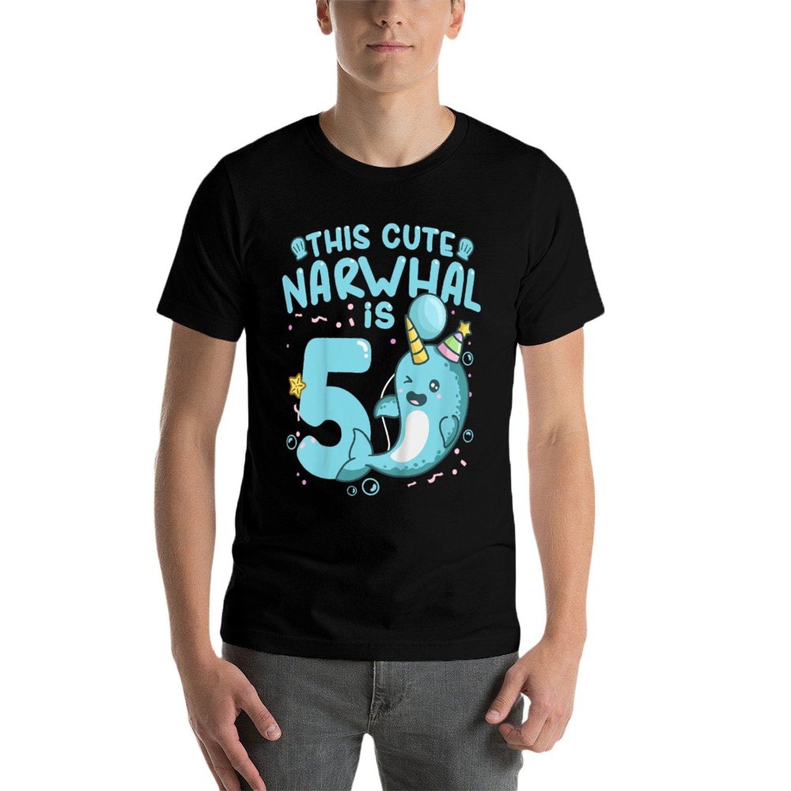 Kids 5th Birthday Narwhal Five Years Old  Versatile T-Shirt