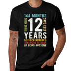 12th Birthday 12 Years Old Vintage Retro 144 Months  Durable T-Shirt