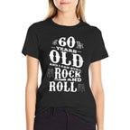 Womens 60 Years Old And I Can Still Rock And Roll 60th Birthday  Ribbed Collar T-Shirt