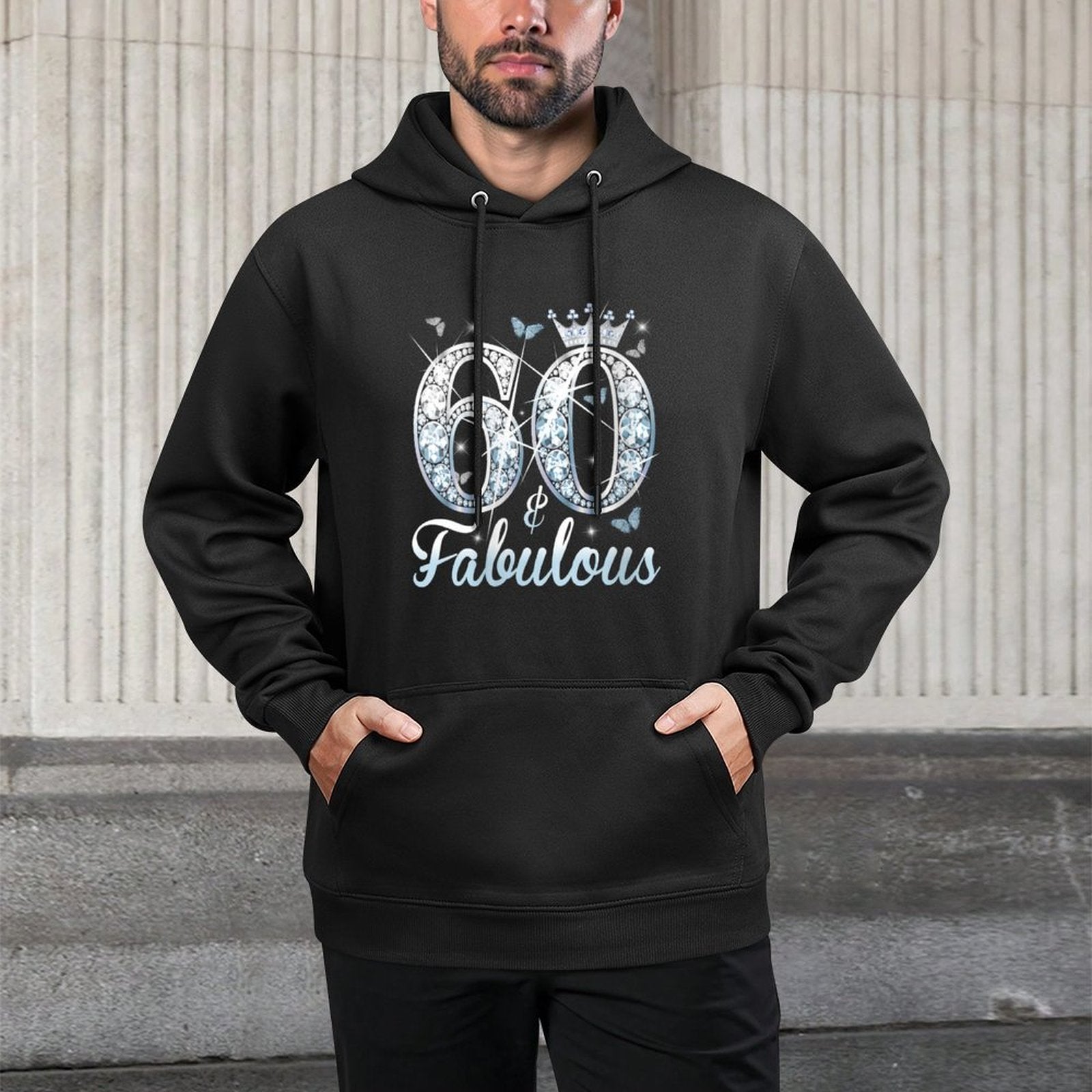 Womens 60 And Fabulous 60th Birthday Diamond Crown Gift Girls Women Breathable Fabric Hoodie