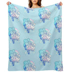 Miku And Cinnamoroll with Bows Plush Throw Blanket