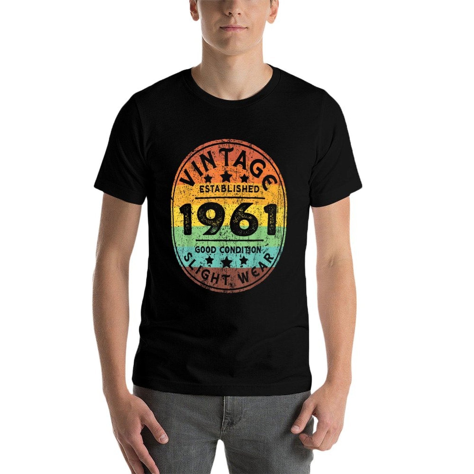 Vintage Established 1961 62nd Birthday Party Retro Men  Wrinkle-resistant T-Shirt