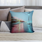 Rainy Motel Lights Soft Skin-Friendly Throw Pillow