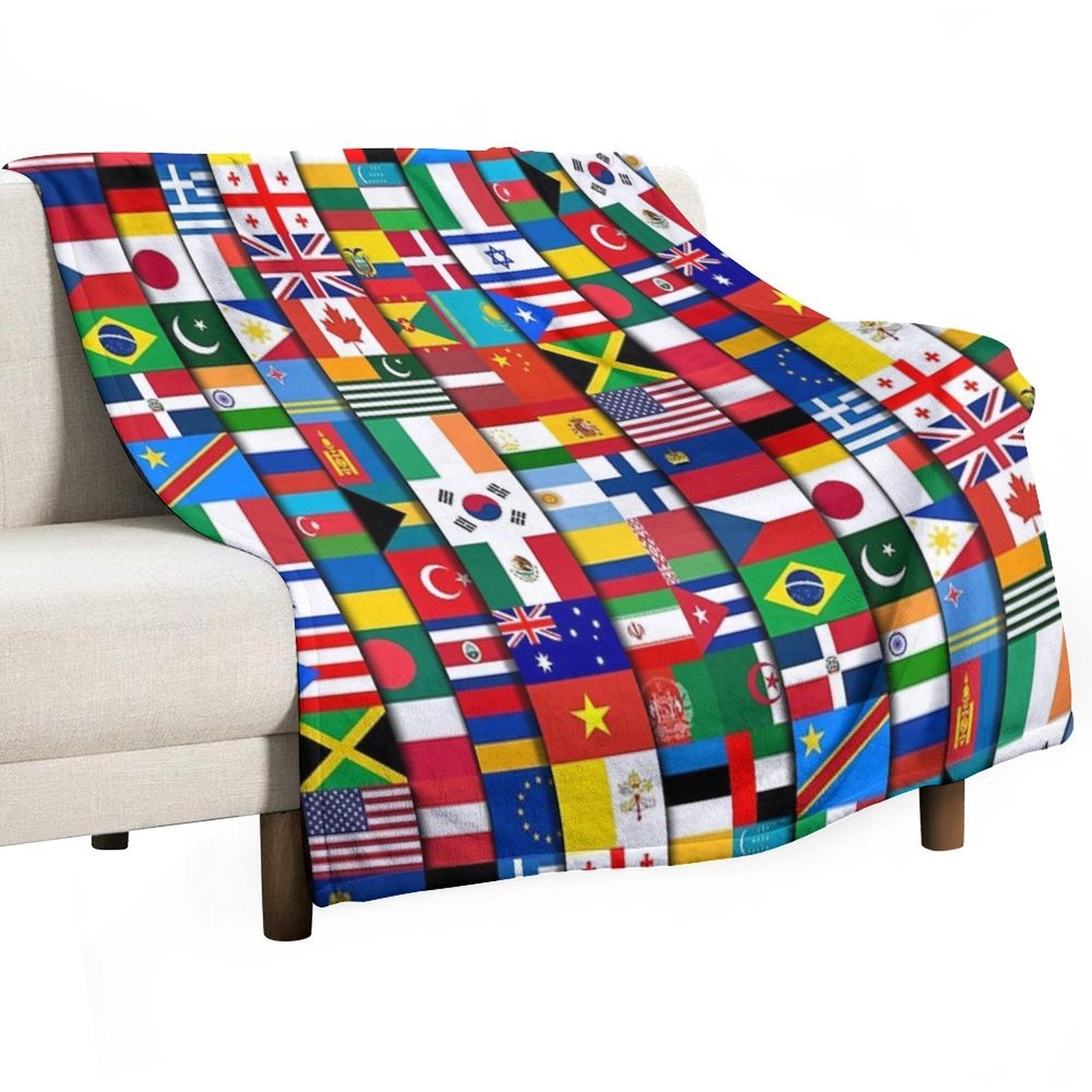 60 Flags of The Countries of The World, International Gift Travel-friendly Throw Blanket