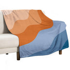 Blue And Orange Waves Sustainable Throw Blanket