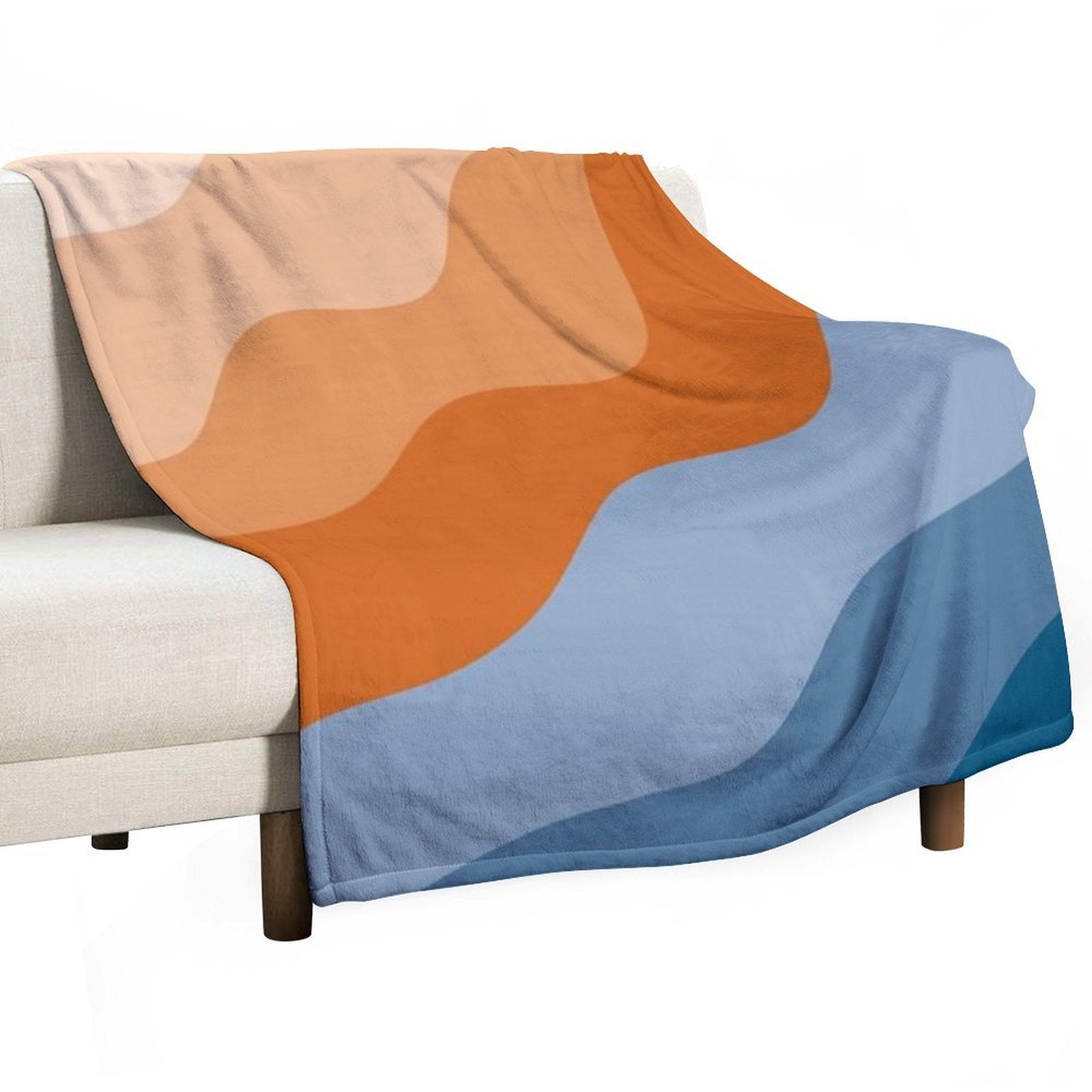 Blue And Orange Waves Sustainable Throw Blanket