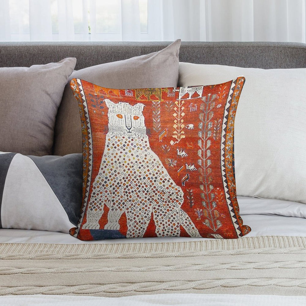 Q'ashqai Snow Leopard Persian Animal Rug Print Soft Skin-Friendly Throw Pillow
