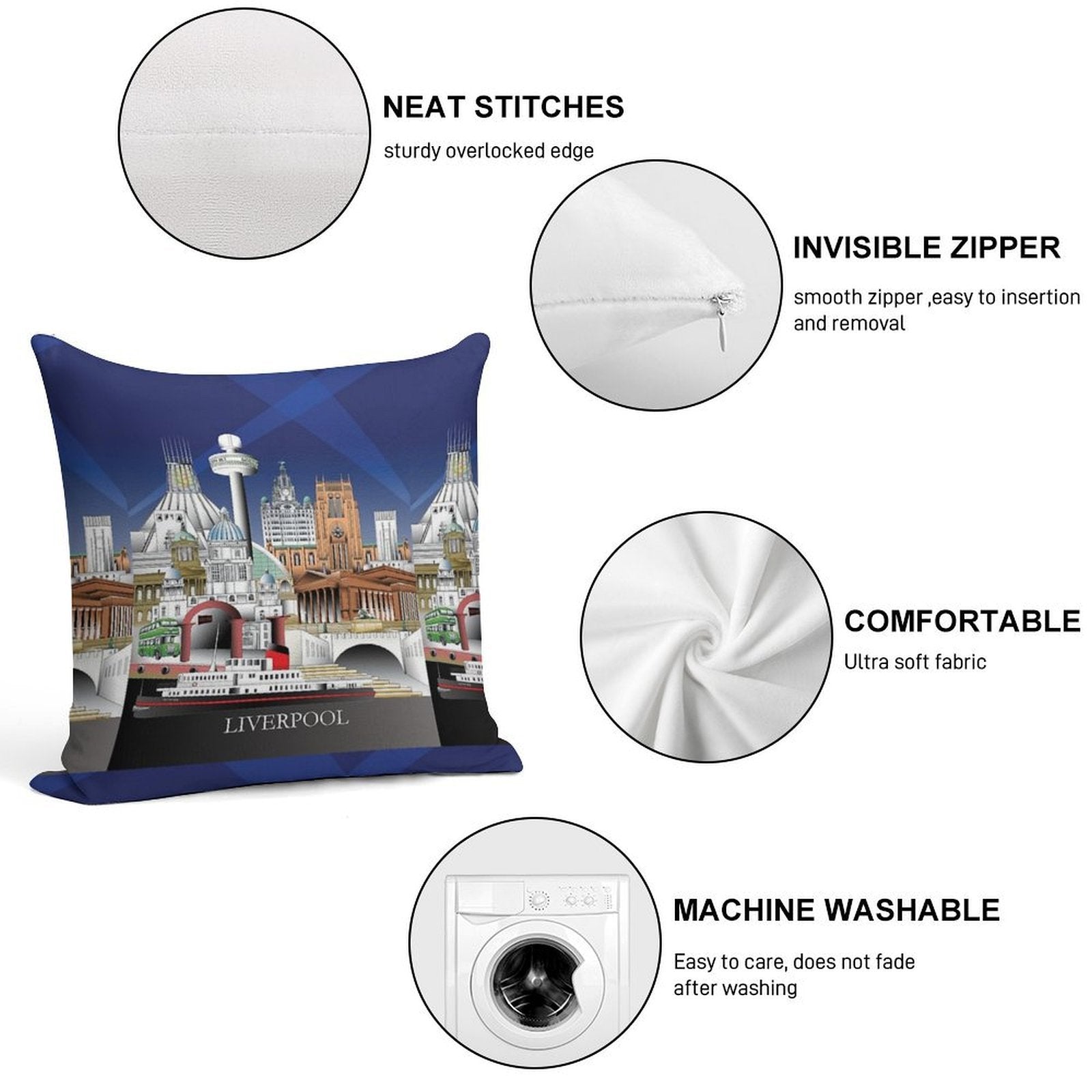 Liverpool City UK Soft Style Accent Throw Pillow