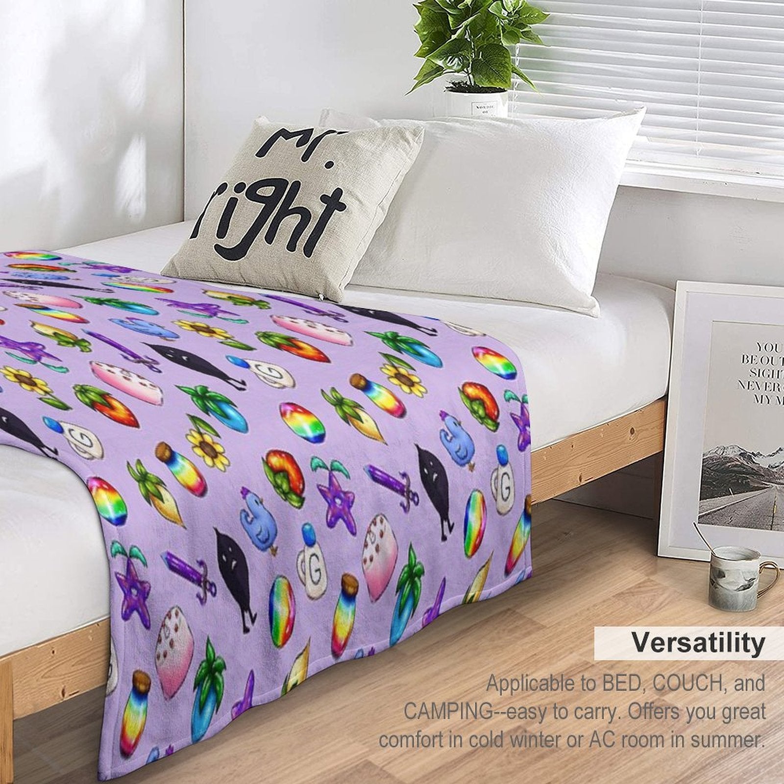 Handdrawn Stardew Valley Icons Plush Throw Blanket