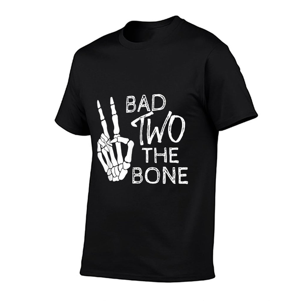 Bad Two The Bone Birthday 2 Years Old Birthday  Ribbed Collar T-Shirt