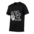 Bad Two The Bone Birthday 2 Years Old Birthday  Ribbed Collar T-Shirt