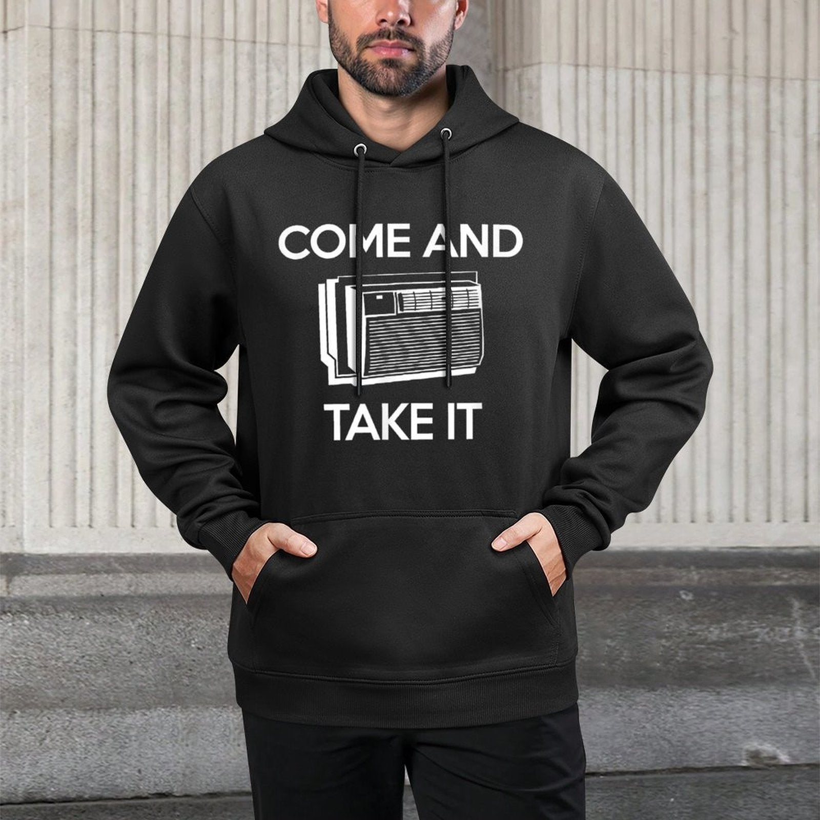 Come And Take It Texas Air Conditioner Last Stand Meme Cotton-Polyester Blend Hoodie