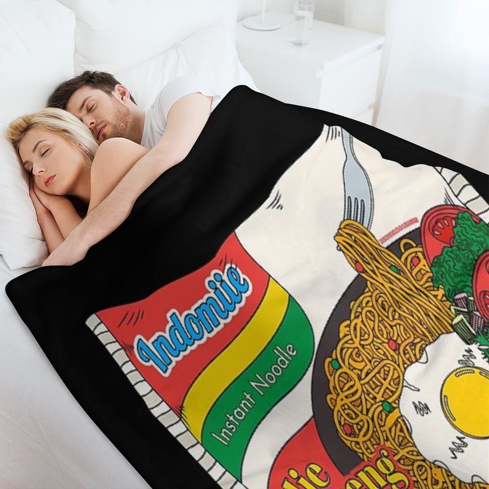 Indomiie Goreng - Fried Noodle - Indonesian Cuisine Special with Egg Plush Throw Blanket