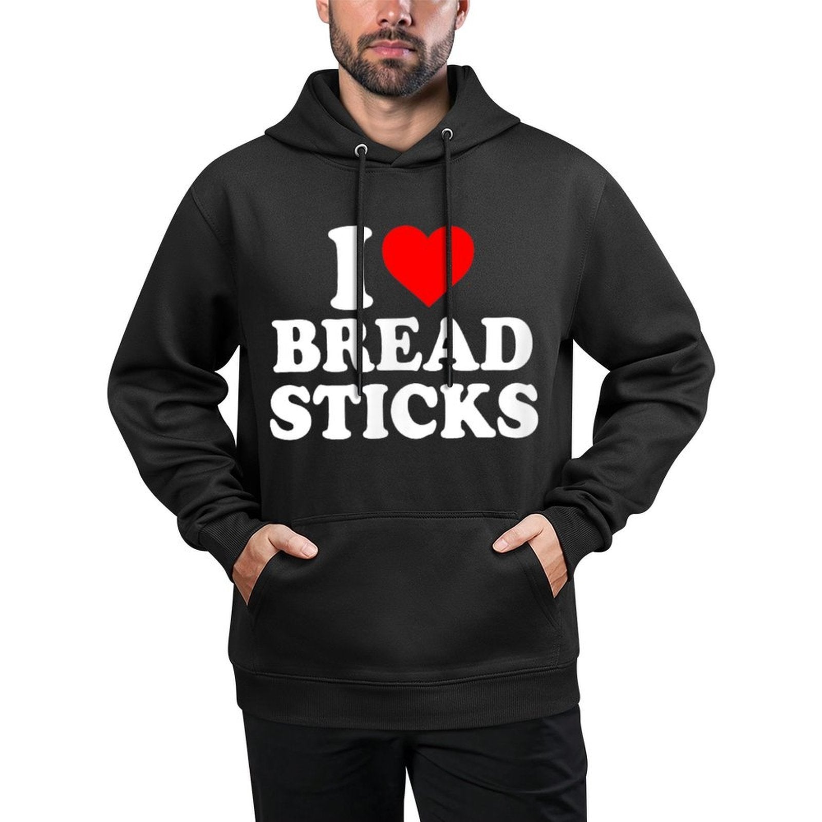 I Love Heart Breadsticks Simple Cute Funny Bread Sticks Medium-Weight Fabric Hoodie