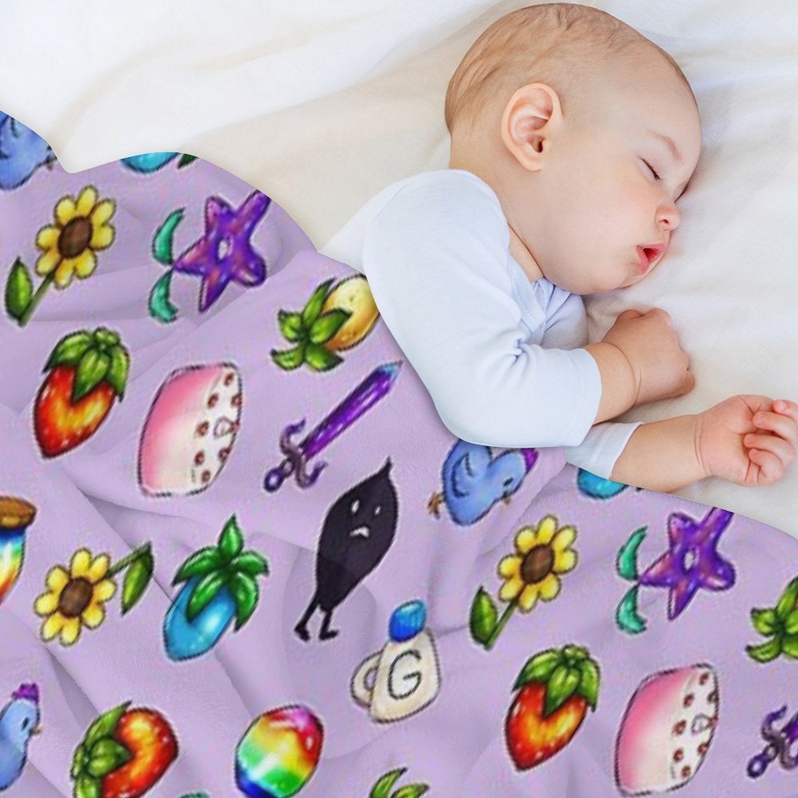 Handdrawn Stardew Valley Icons Plush Throw Blanket