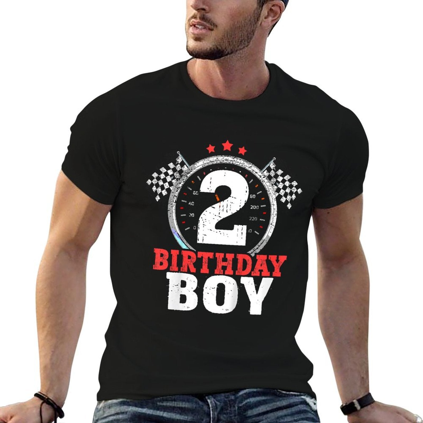 Kids Birthday Boy 2 Two Race Car 2nd Birthday Racing Car Driver  Durable T-Shirt