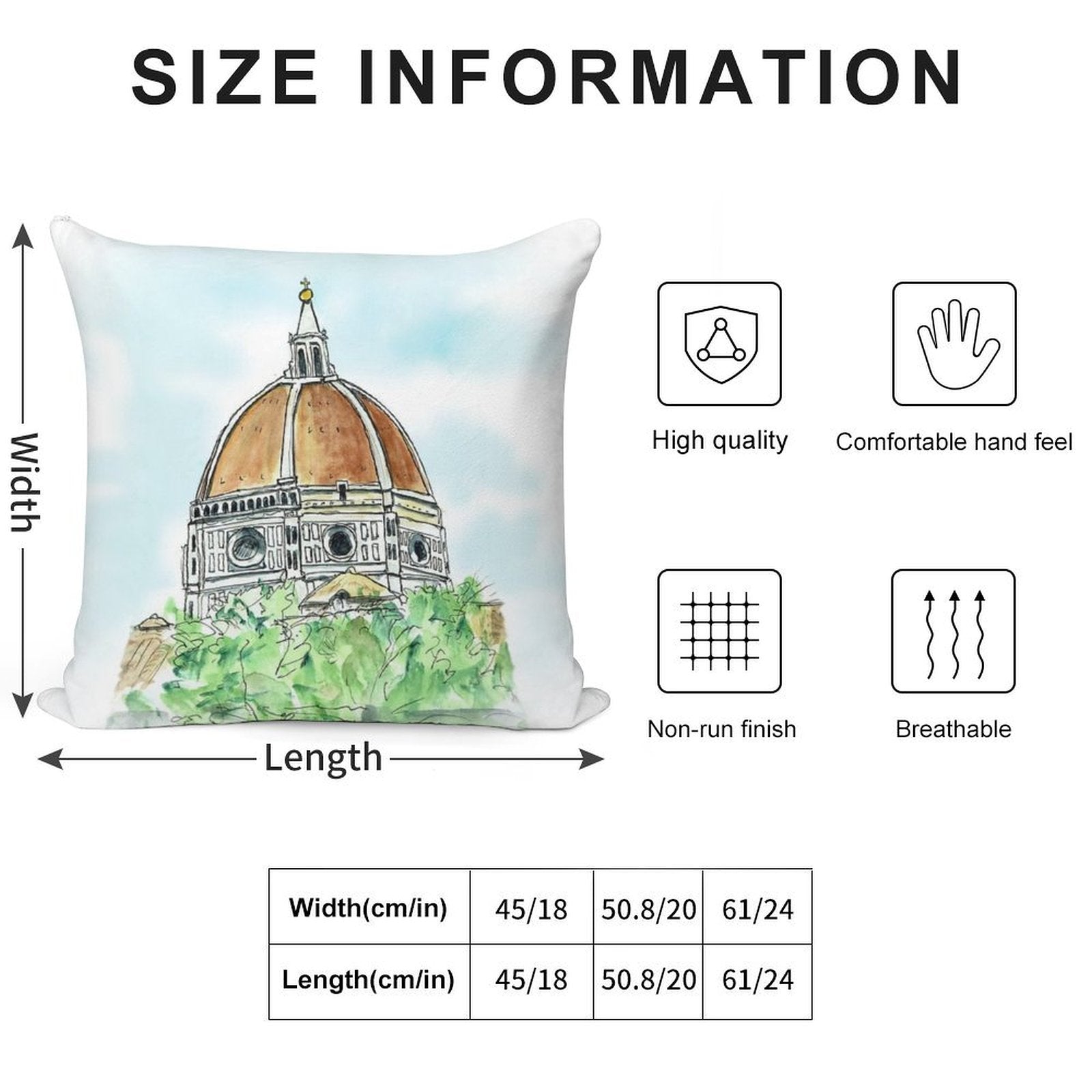 Florence Duomo Soft Decorative Cover Throw Pillow