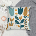 Yellow And Blue Leaves Soft Short Plush Fabric Throw Pillow