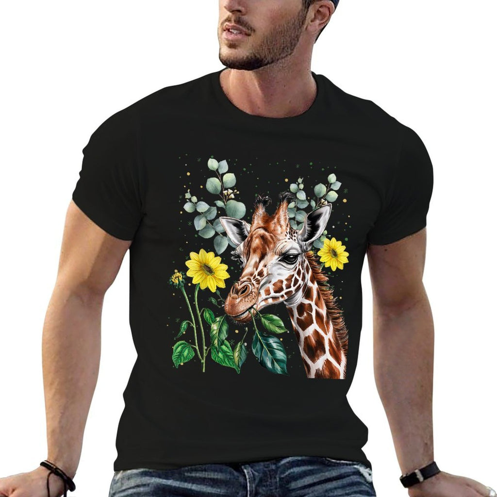 Giraffe Outfit Idea For Women Novelty Botanical Themed  Stretchy T-Shirt