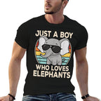 Just A Boy Who Loves Elephants Elephant Lover Boys Kids  Moisture-wicking T-Shirt