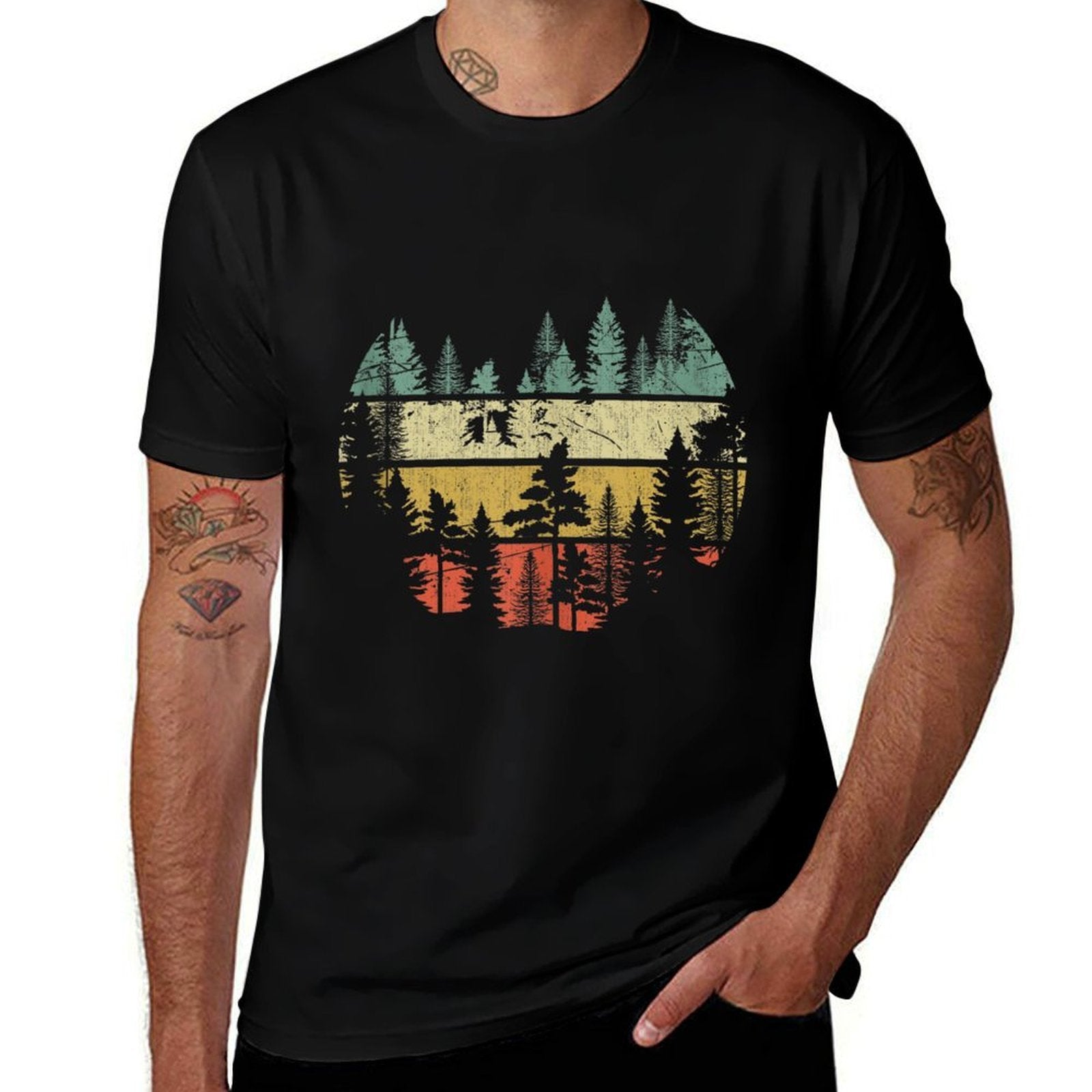 Wildlife Trees Outdoors Nature Retro Forest  Quick-drying T-Shirt