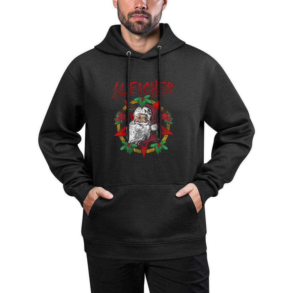 Sleigher - Heavy Metal Santa Claus - Christmas Xmas Gift Cotton-Polyester Blend Hoodie