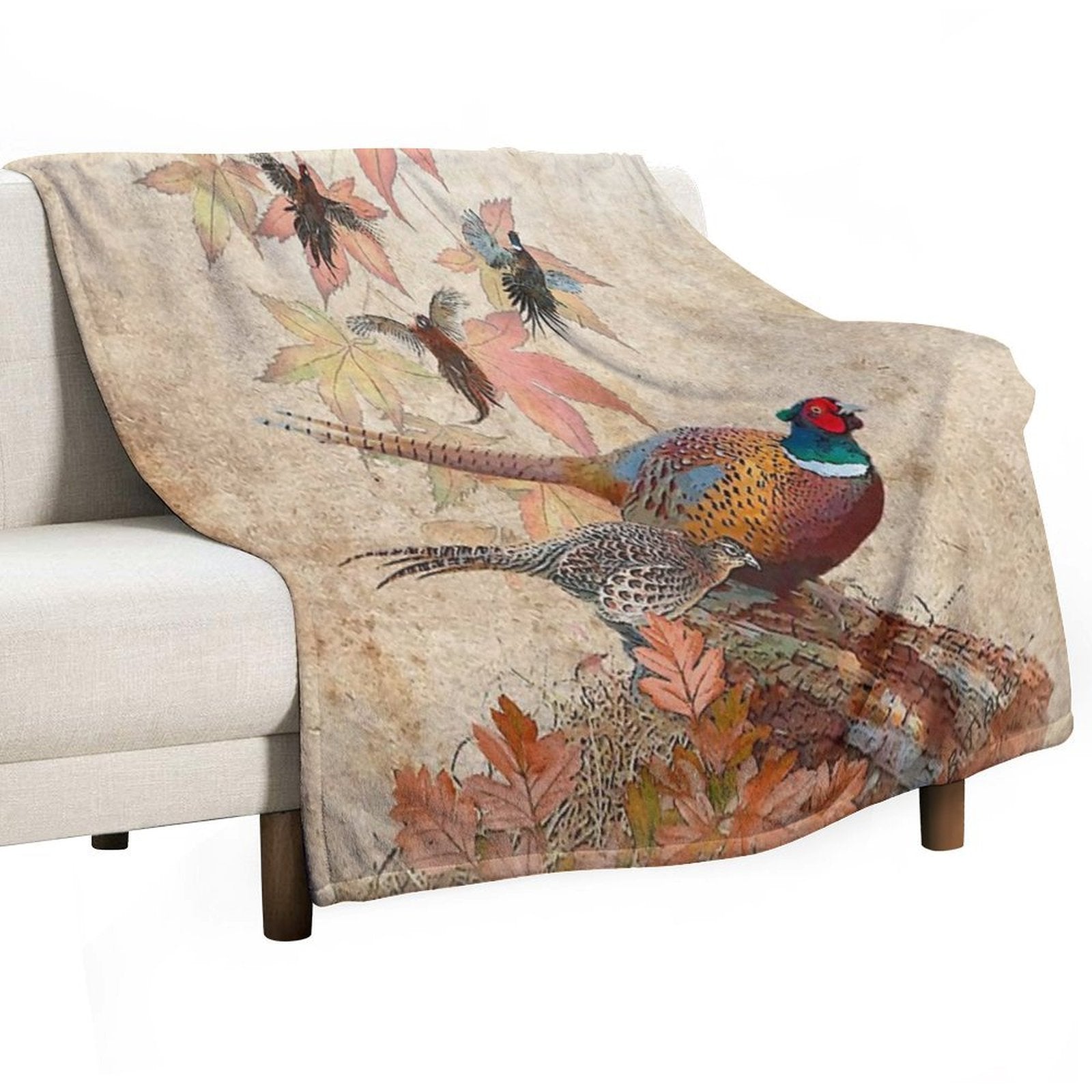 Common Pheasant Wrinkle-free Throw Blanket