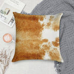 Golden Brown Cow Hide Soft Hidden Zipper Throw Pillow