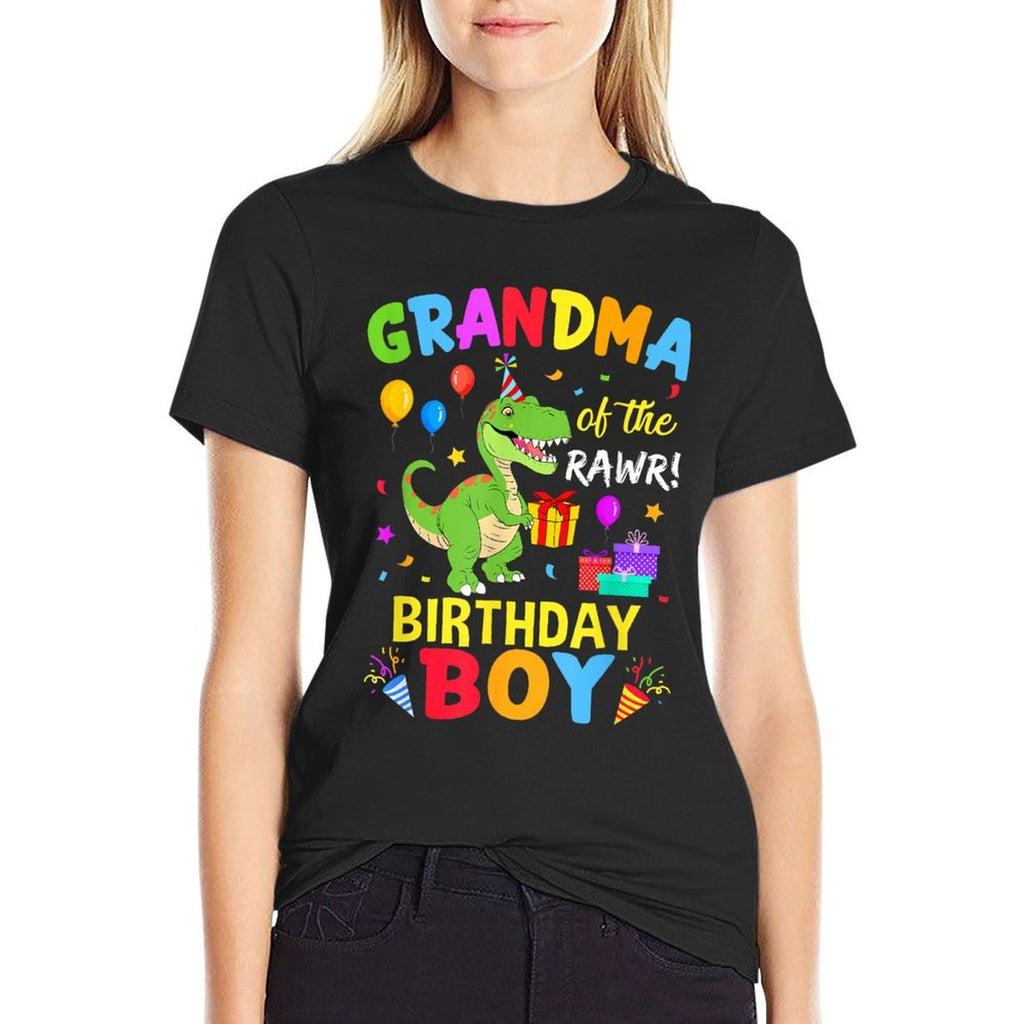 Grandma Of The Birthday Boy T-Rex Funny Dinosaur Boy Party  Quick-drying T-Shirt
