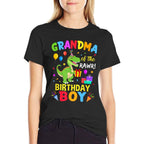 Grandma Of The Birthday Boy T-Rex Funny Dinosaur Boy Party  Quick-drying T-Shirt